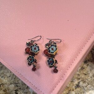 Floral Enamel Drop Earrings